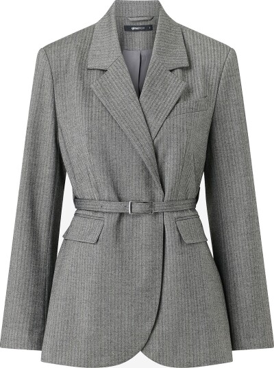 Gina Tricot Grå Herringbone Belted Blazer for Dame