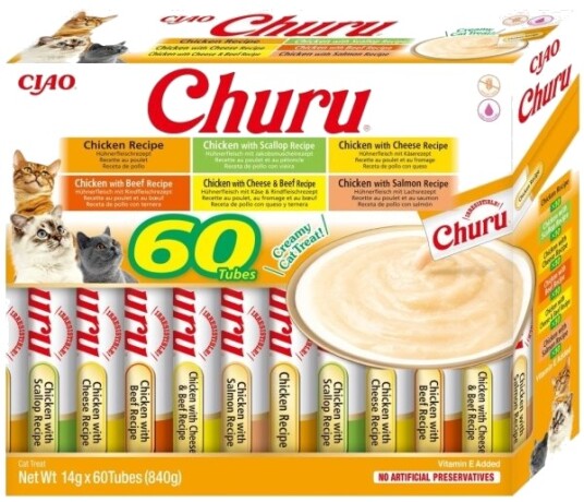 Inaba Churu Kylling Kattedelikatesser 60 x 14 g - Varierande Smaker