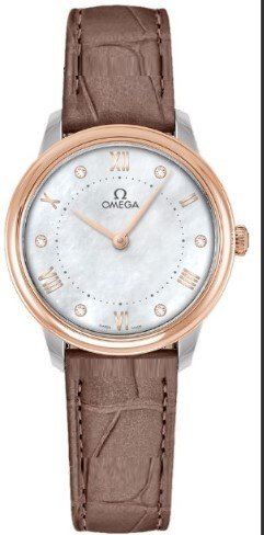 Omega Dameklokke 434.23.30.60.55.001 De Ville Prestige Hvit/Lær Ø30