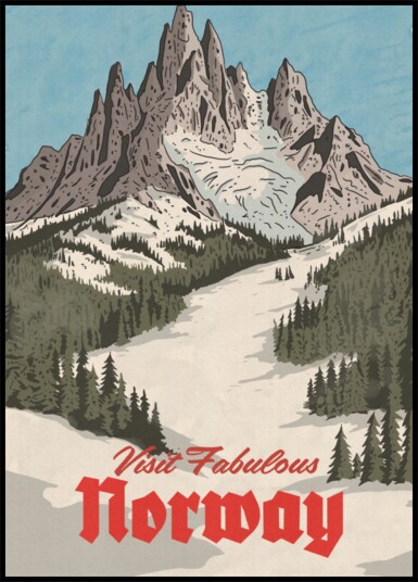 Majestic Norway Ski Slopes Plakat / 30x40