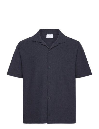 Mango Structured Knitted Shirt Navy XXL Mango Structured Knitted Shirt Navy XXL