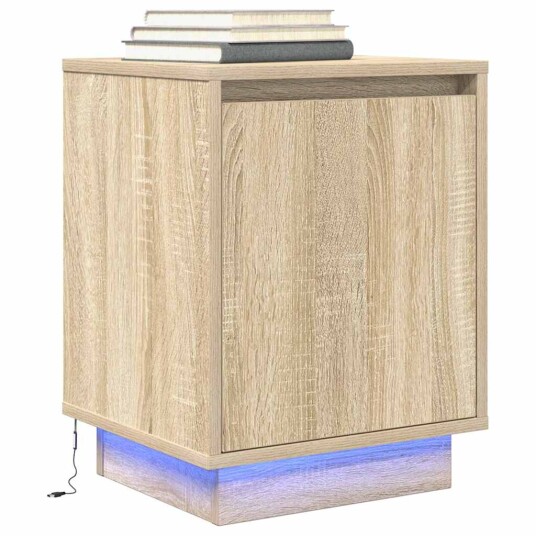 Nattbord med LED sonoma eik 38x34x50 cm 8721158701886