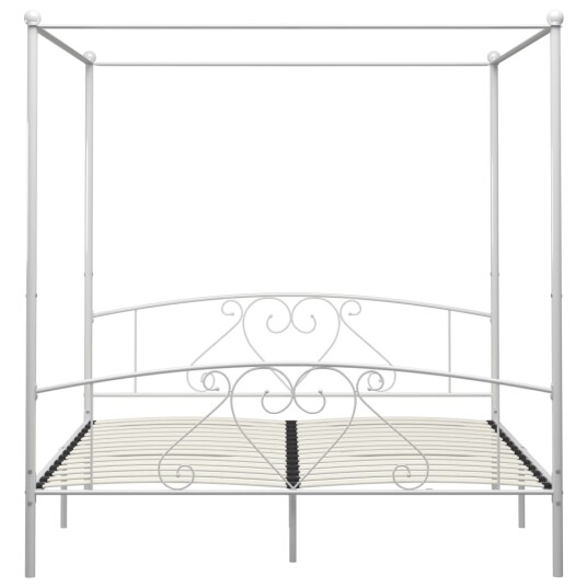 vidaXL Himmelsengeramme hvit metall 200x200 cm