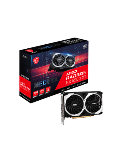 MSI Radeon RX 6500 XT MECH 2X OC 4GB GDDR6 - 4GB GDDR6 RAM - Grafikkort