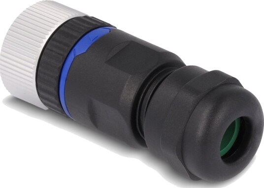Delock Nettverkkontakt 8-Pins M12 Hunn Til 8-Pole Screw Terminal Hunn 20 Mm Ip67 A-Coded Svart