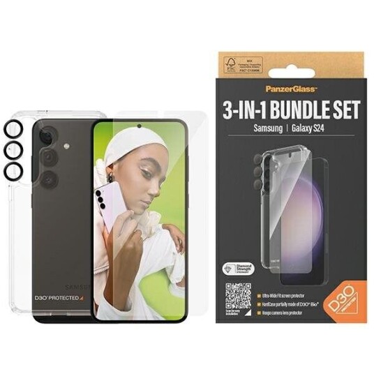 PanzerGlass 3-i-1 Beskyttelsespakke til Samsung Galaxy S24 med EasyAligner