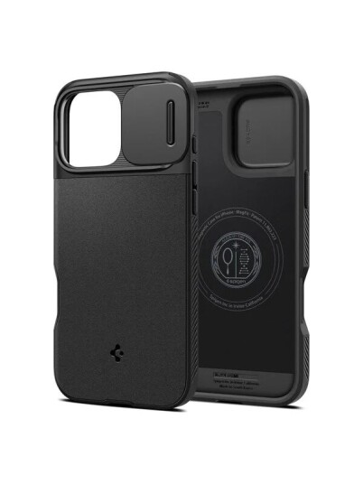 Spigen Optik Armor Mobildeksel MagSafe for iPhone 16 Pro Svart