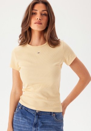 TOMMY JEANS Tjw Slim Essential Rib Ss ZGA Custard Cream XL