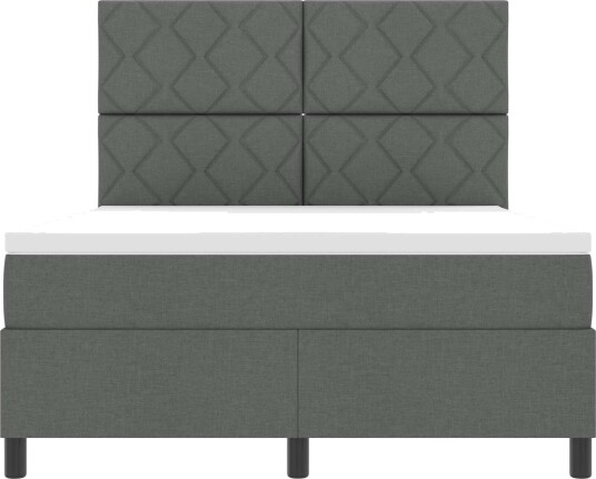 Box Spring Seng med Madrass & LED Mørk Grå 160x200 cm Stoff