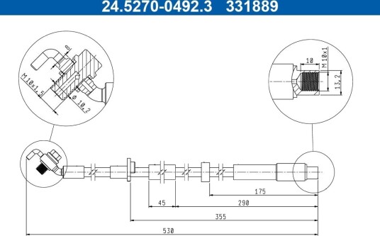 ATE 24.5270 0492.3 Bremseslange ATE 24.5270 0492.3 Bremseslange