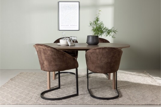Venture Home Andy Spisegruppe 180 cm Oval med 4 Evening Stoler Sort