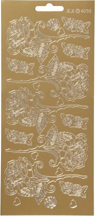 Diverse Klistremerker roser ark 10x23 cm gull 1 ark