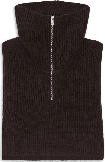 SUI AVA Cashmere Zip-Up Neck Warmer - BROWN - One Size