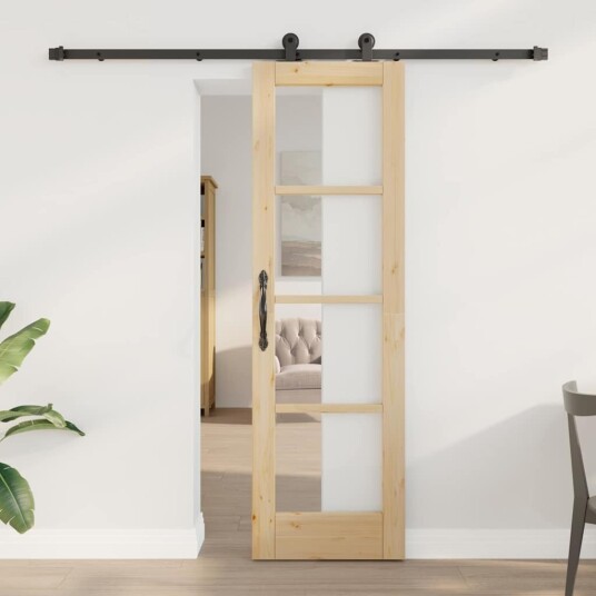 vidaXL skyvedør med beslagsett "ORKDAL"Solid tre og glass