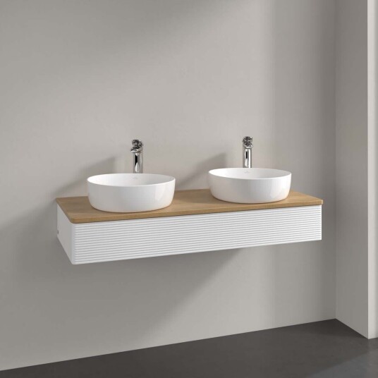 Villeroy & Boch Antao Servantskap med 1 skuff 120x50x19 cm u/lys Hvit Matt/Eik Villeroy & Boch Antao Servantskap med 1 skuff 120x50x19 cm u/lys Hvit Matt/Eik