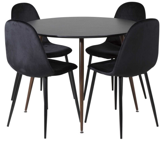 Venture Design Plaza & Polar spisegruppe Svart/svart 4 st stoler & bord 100 cm