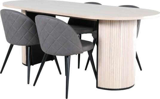 Venture Home Spisegruppe Venture Home med Bianca Spisebord og 4 Valentina Stitcthes Spisestoler GR22432