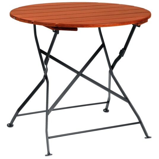 VEGA Bord Bavaria rundt; 74x80 cm HxØ; Bordplate Kastanje Ramme Svart; Rund