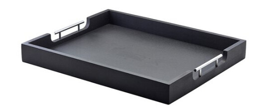 Solid Sort Butlersbakke Med Metal Håndtag 54.5 x 44cm Solid Sort Butlersbakke Med Metal Håndtag 54.5 x 44cm
