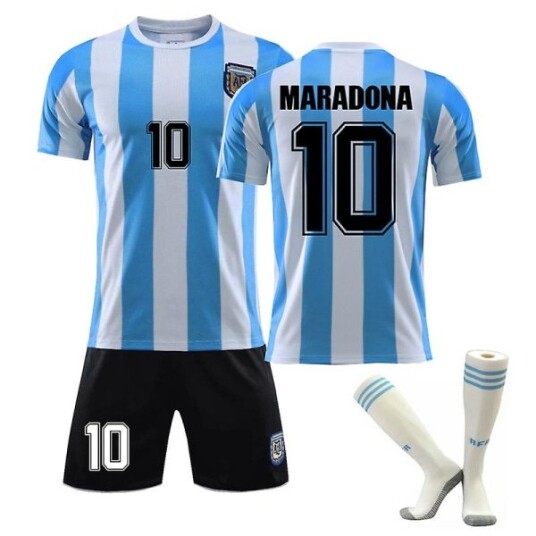 1986 World Cup Argentina Maradona nr. 10 Retro fotballdrakter draktsett Adult XS(160-165cm)