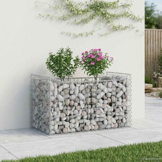 vidaXL Gabion hevet seng 50 x 100 x 60 cm Galvanisert stål Sølv