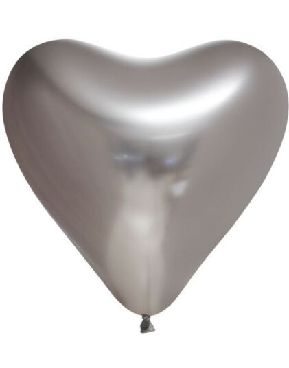 6 stk 30 cm Sølvfargede Glossy Mirror Hjerteballonger