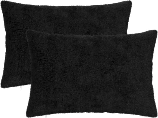 vidaXL Putetrekk 2 stk. HEERLEN Svart 50 x 75 cm Faux Kanin Pels