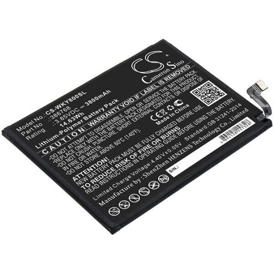 Wiko W-V720 batteri (3800 mAh 3.85 V, Sort)