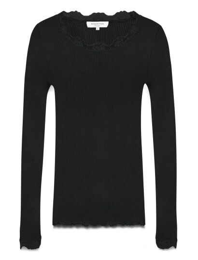 Rosemunde Rwbabette Silk Ls Lace T-Shirt - Black - XL