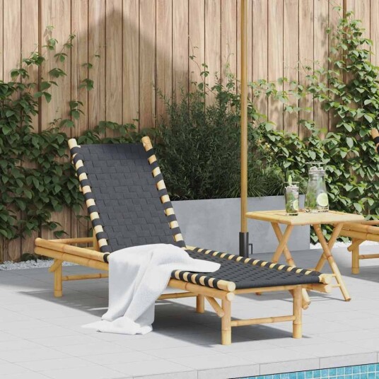 vidaXL Solseng med svart vevd netting 55x200x30 cm bambus