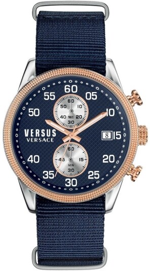 Versus by Versace Herreklokke S66090016 Blå/Tekstil Ø44 mm Versus by Versace Herreklokke S66090016 Blå/Tekstil Ø44 mm