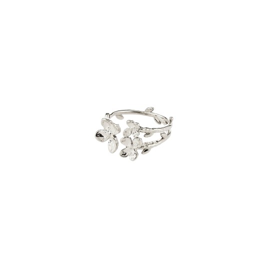 Pilgrim Ajani Sølvbelagt Ring med Blomsterdesign - Justerbar