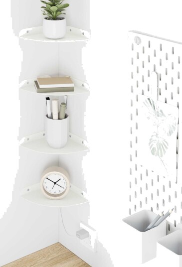 vidaXL Flytende hylle med hylle med lagring 4 pcs Hvit 15 x 15 x 2 cm