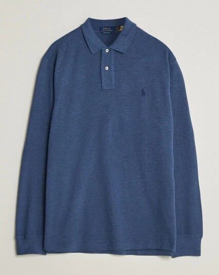 Polo Ralph Lauren Custom Slim Fit Long Sleeve Polo Derby Blue Heather