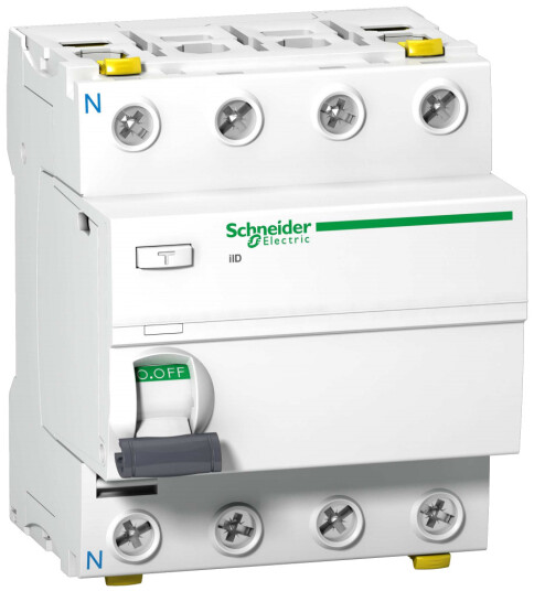 Schneider Electric Acti 9 iID Jordfeilbryter A, 4-polet 63 A, 500 mA, Stikkontakter & kabler
