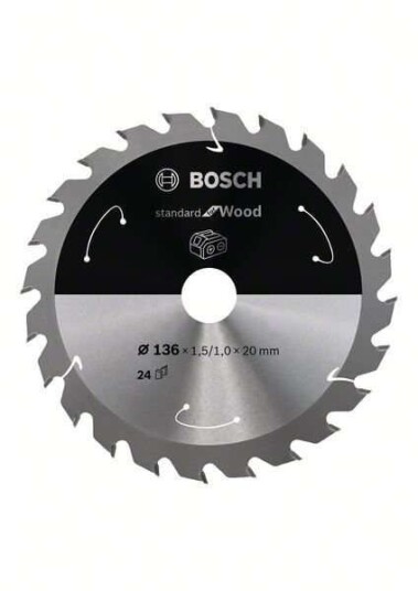 Bosch 136mm Sirkelsagblad til Batteridrevne Sager - 24 Tenner for Tre