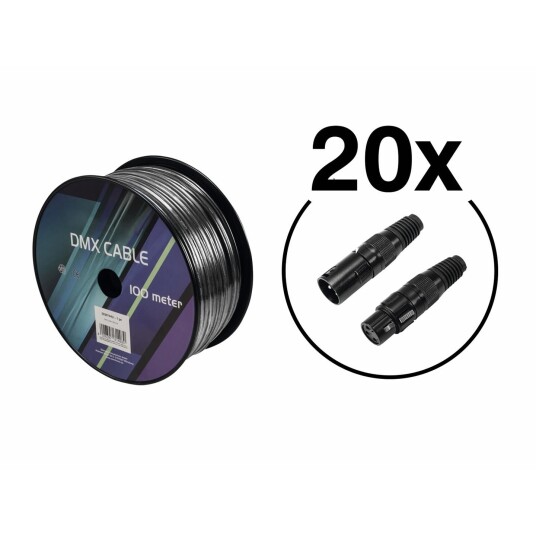 EuroLite Set Dmx Cable 2x0.22 100m Sw & 40 Connectors
