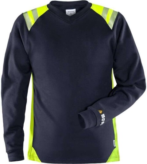 Fristads T-Shirt Flam Dam 7358 Tfl Marinblå/varsel Gul 3xl