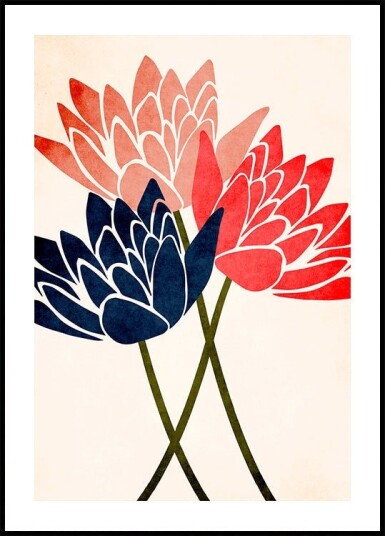 Three Dancing Blossoms Plakat / 50x70cm