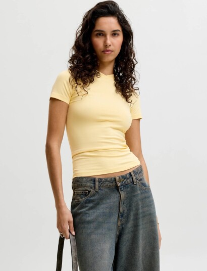 JJXX Jxgigi Str Ss Vneck Tee Jrs Sn Yellow L