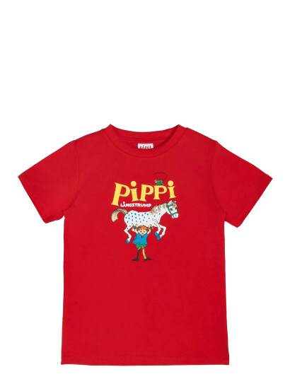 Pippi Langstrømpe Pippi Logo T Shirt Red 158/164