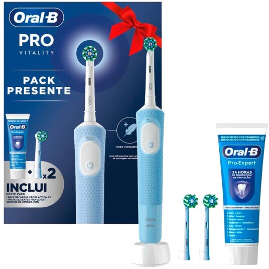 Oral-B Vitality PRO El-tannbørste + Tandpasta og 2 Ekstra Børstehoder