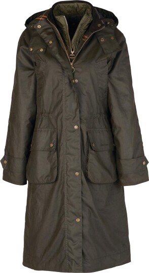 Barbour Women's  Long Cannich Wax Jacket Olive 16