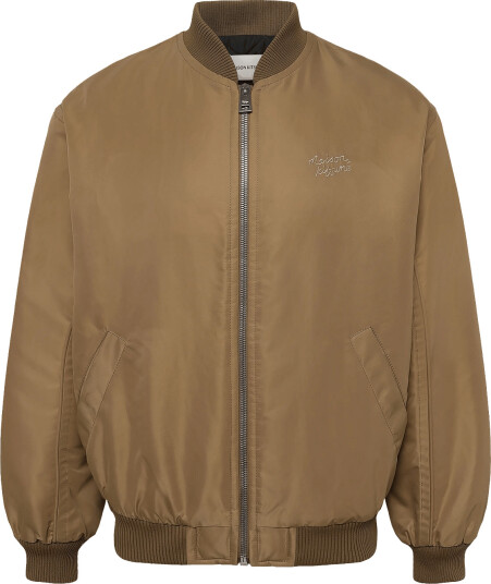 Maison Kitsune Bomber In Nylon With Logo Handwriting Embroidery Brown XL