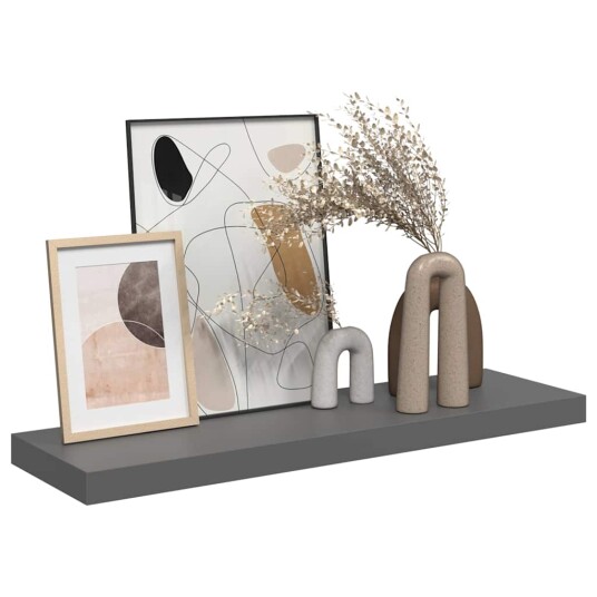 vidaXL Flytende vegghylle h?yglans gr? 80x23,5x3,8 cm MDF