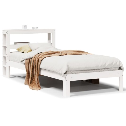 Sengeramme med hodegavl hvit 100x200 cm heltre furu 3306044