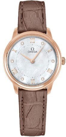 Omega Dameklokke 434.53.30.60.55.001 De Ville Prestige Hvit/Lær Ø30