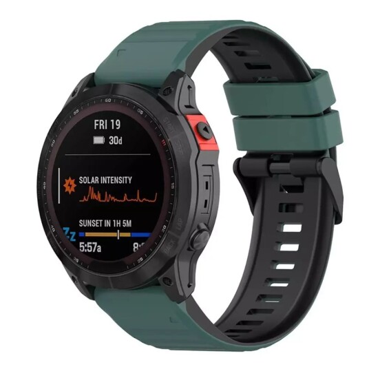 INCOVER Universal Garmin 22mm Ribbet Silikonstropp m. Verktøy - Grønn / Svart