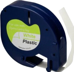 TB 91221 LT Tape Plast Sort på Hvit 12mm (4m) erstatter Dymo S0721660