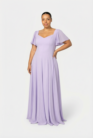 Murlongcres. Alette Maxi Dress Flutter Sleeves Purple